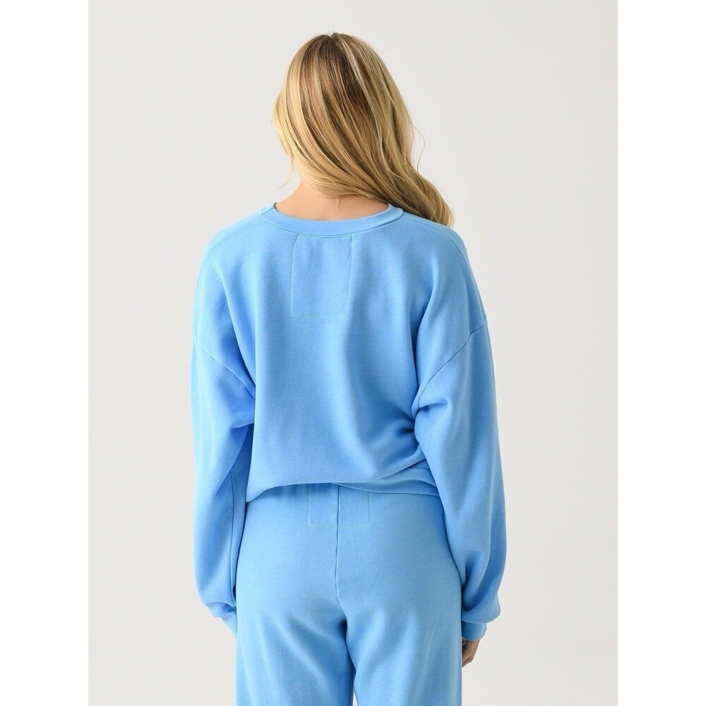 Aviator Nation Glitter Heart Relaxed Crewneck Sweatshirt Blue Size XS New - Picture 2 of 11